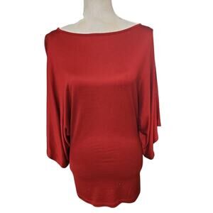 Harari 100% Silk Red Blouse with Bell Sleeves